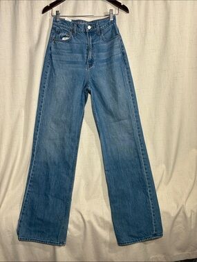 MOTHER Snacks High-Rise Wide-Leg Denim Jeans in Medium Blue